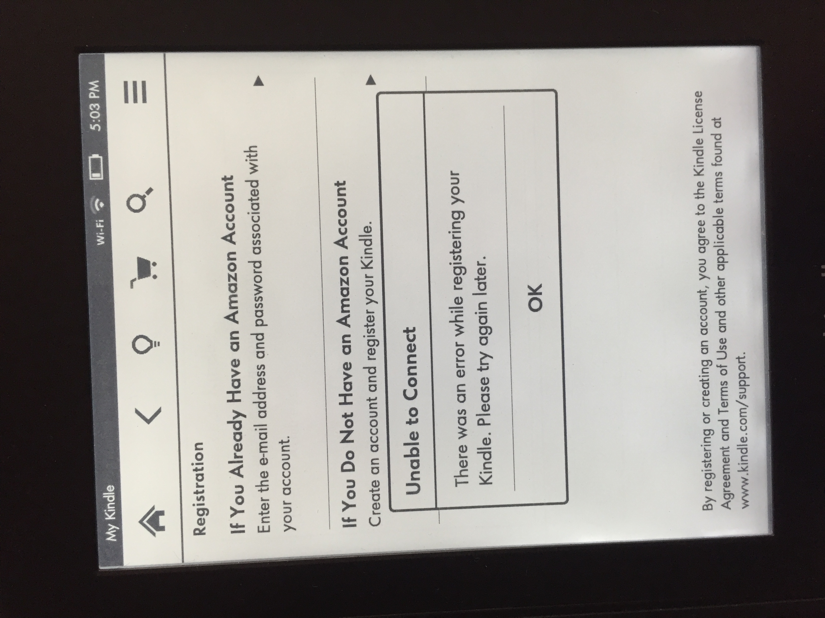 Ich kann mich mit meinem Kindle Whitepaper mit Version 5.9.4 nicht anmelden. Habe das Gerät