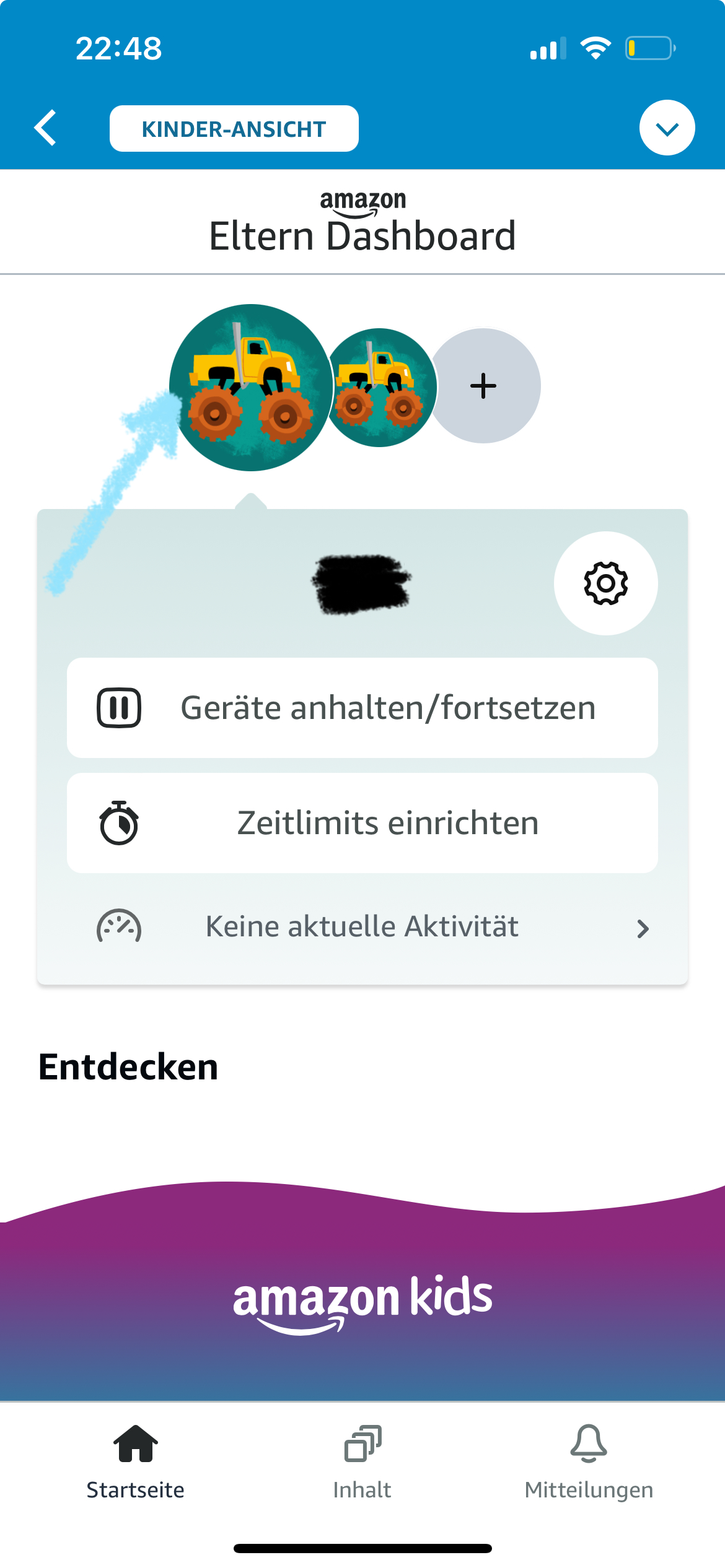 Kinderprofil löschen / Amazon Kids Eltern Dashboard