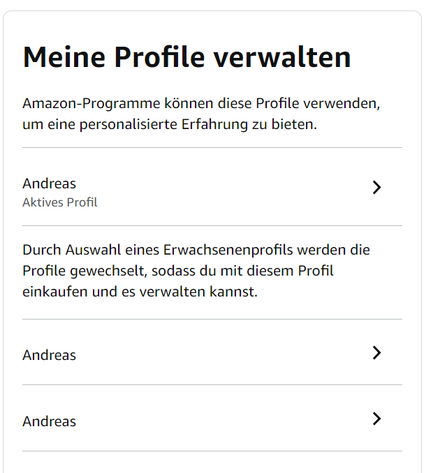 Alexa App Profil löschen / Familienmitglied entfernen