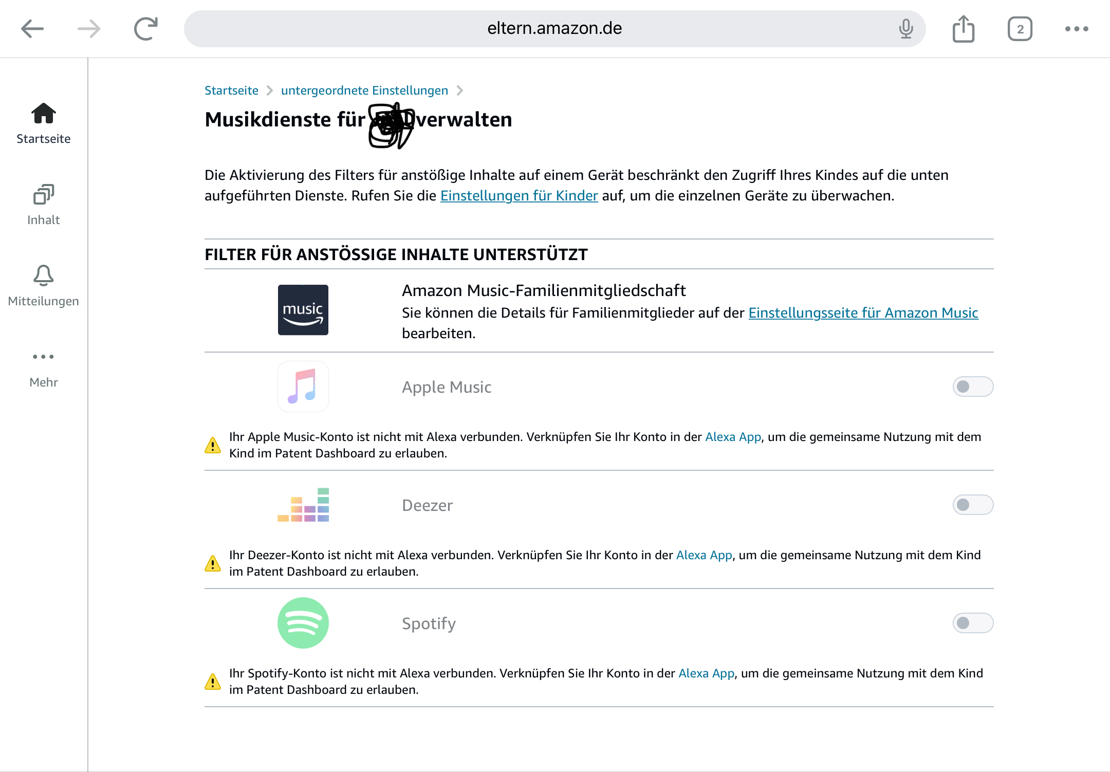 Amazon Music Unlimited über Amazon Kids+ Geräte