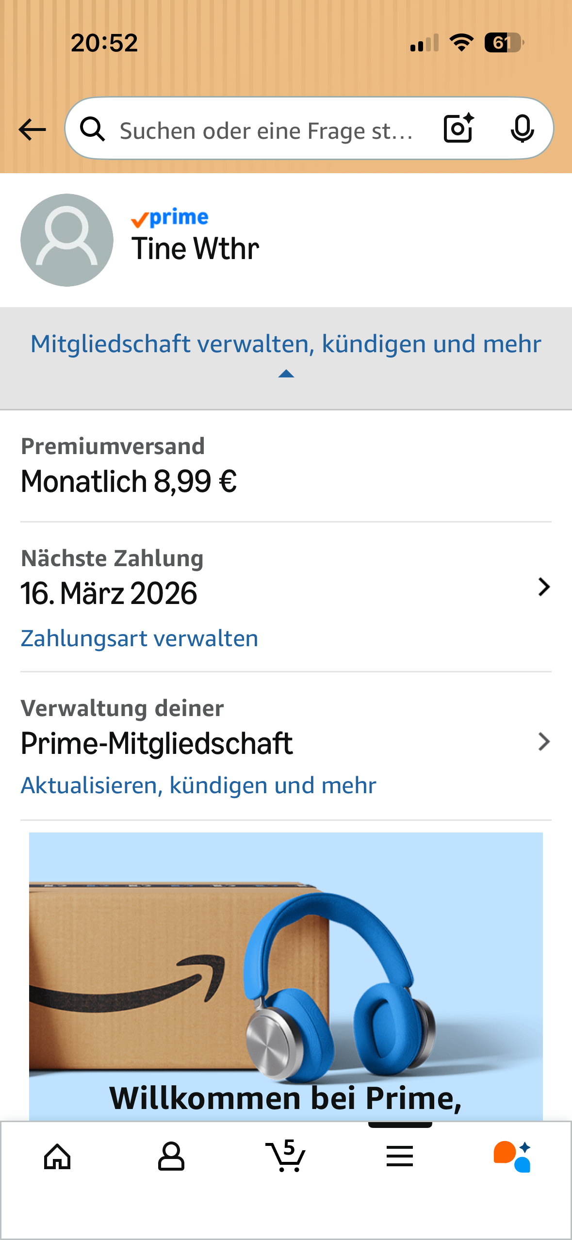 Prime reaktiviert, Amazon Photos Speicher wird nicht aktualisiert